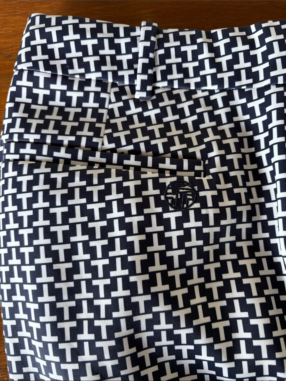 Tory Sport by Tory Burch Women's Navy and White Patterned Pants